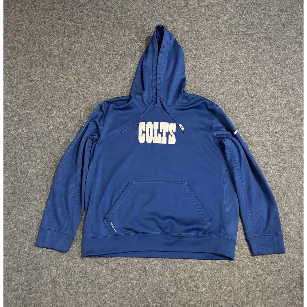 Nike Indianapolis Colts Hoodie Mens Medium Blue NFL Dri-Fit Pullover Sweatshirt